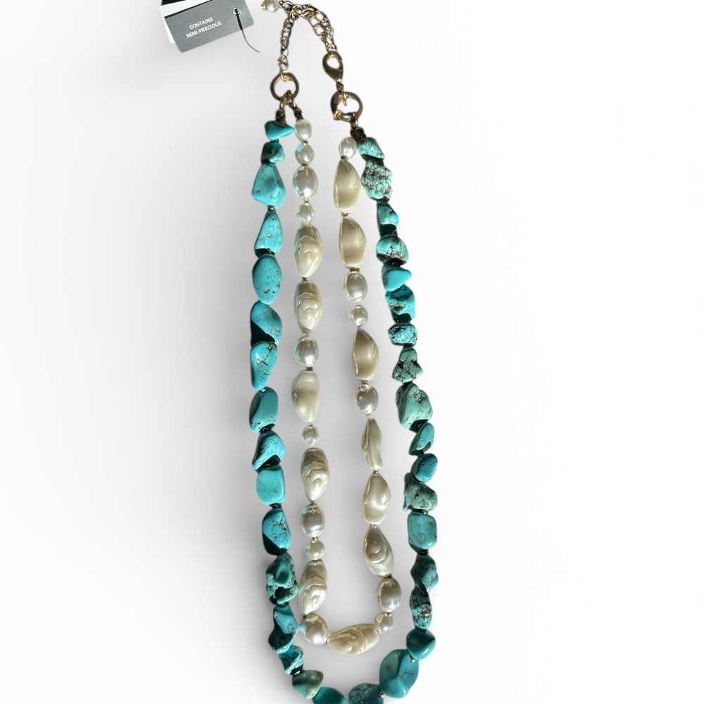 Chicos Turquoise and Pearl Necklace-NWT